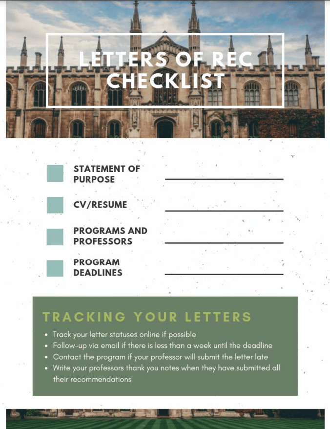 Tracking letters of recommendation