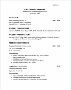 Grad school applicant CV